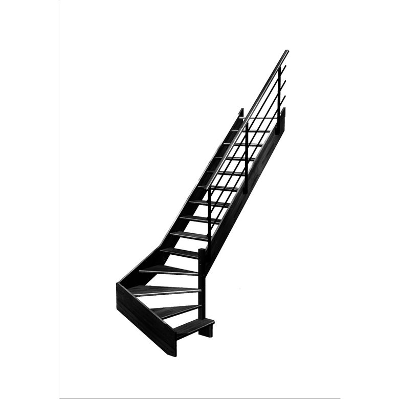 Escalier Aria quart tournant bas marche débordante rampe Evan