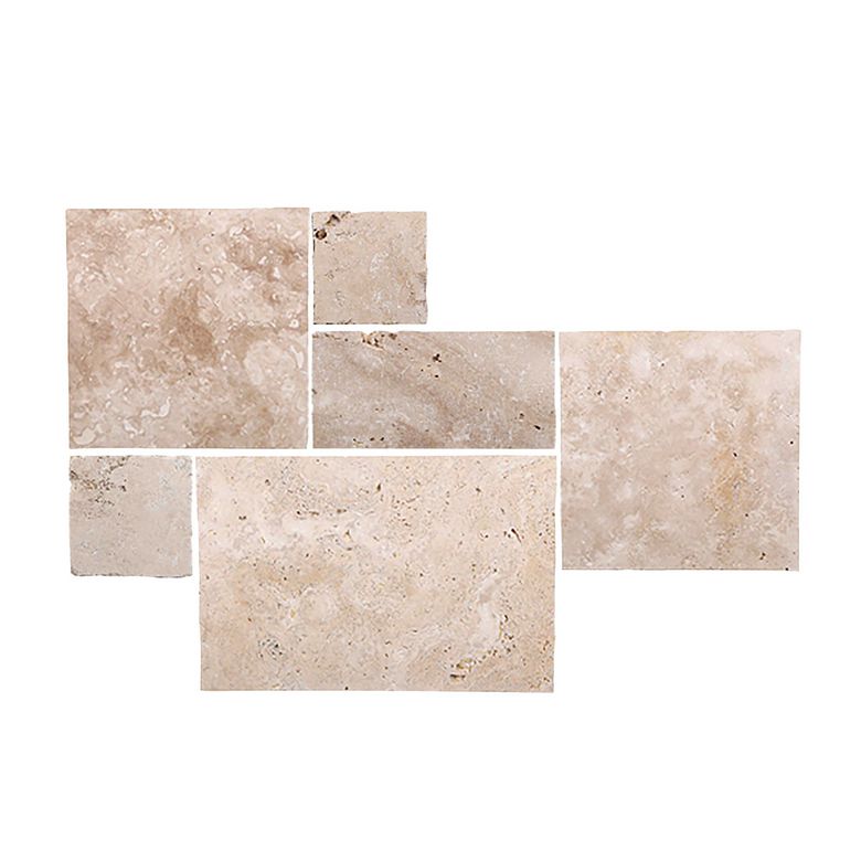 CARRELAGE PIERRE DE TRAVERTIN BEIGE 4 FORMATS ASPECT NATUREL