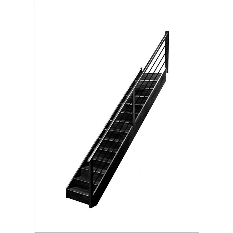 Escalier Faubourg droit rampe Régate tubes inox