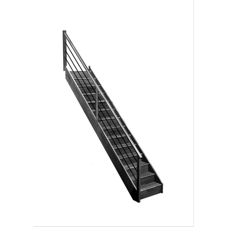 Escalier Faubourg droit rampe Régate tubes inox