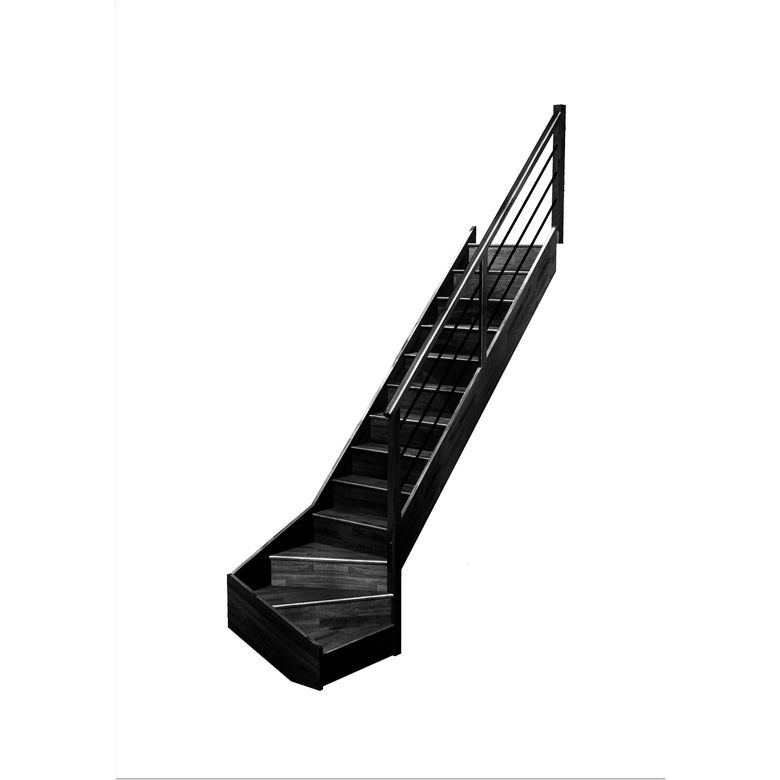 Escalier Faubourg quart tournant bas rampe Régate tubes acier