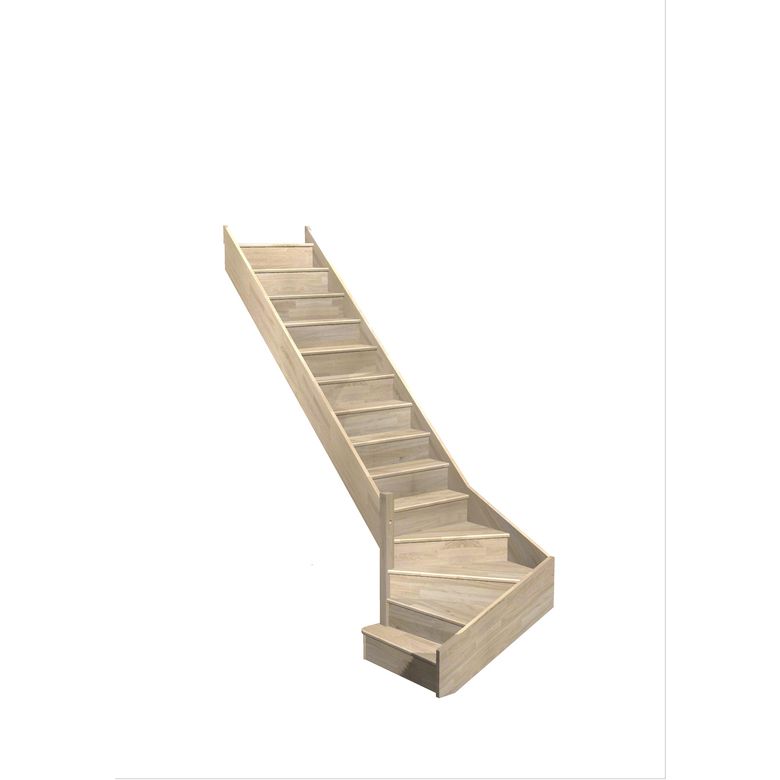 Escalier Faubourg 1/4 t. bas déb. chêneLCA s/rampe H.274 R.280 Gauche Main Image