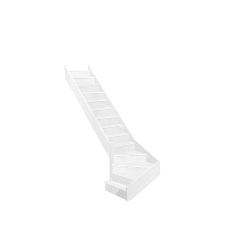 Escalier Faubourg quart tournant bas marche débordante sans rampe