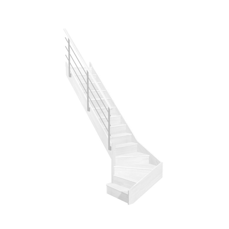 Escalier Faubourg quart tournant bas marche débordante rampe Evan