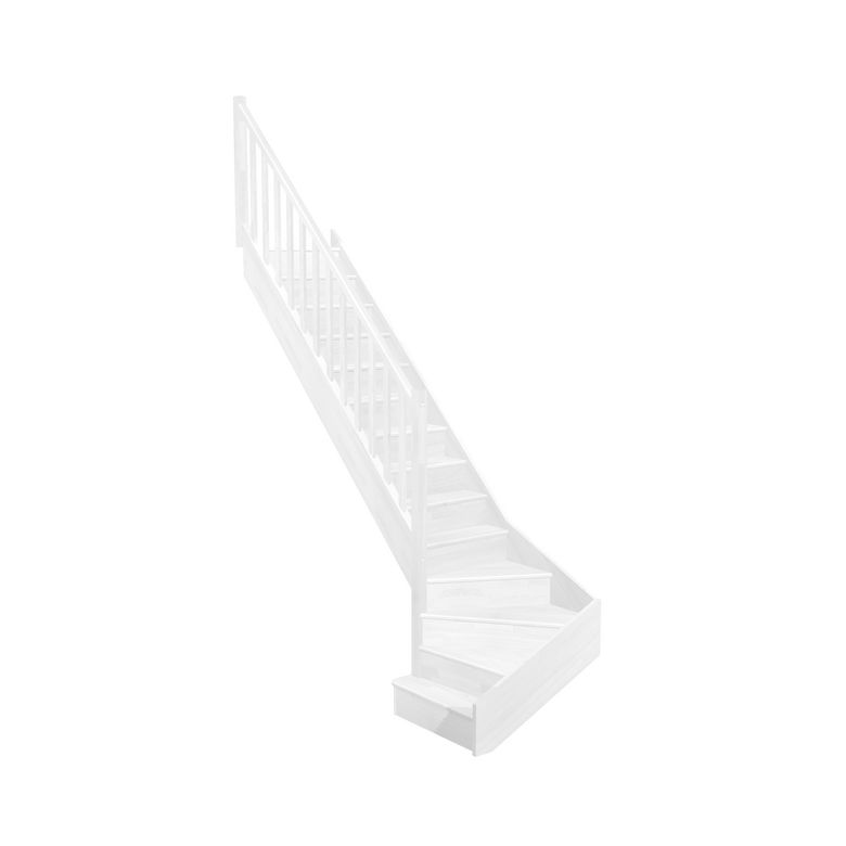 Escalier Faubourg quart tournant bas marche débordante rampe Moulure
