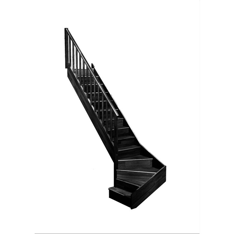 Escalier Faubourg quart tournant bas marche débordante rampe Idéal