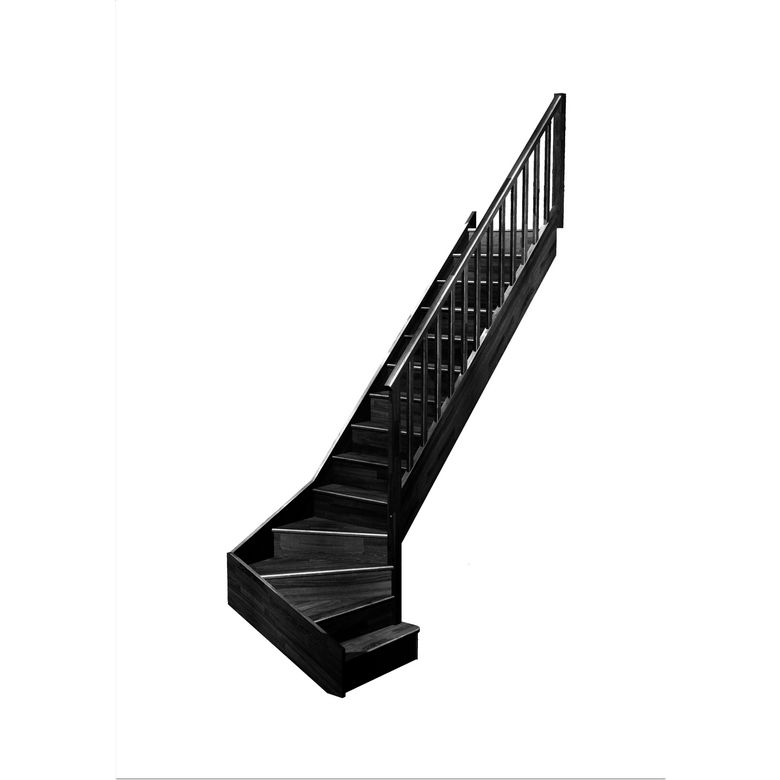 Escalier Faubourg quart tournant bas marche débordante rampe Idéal