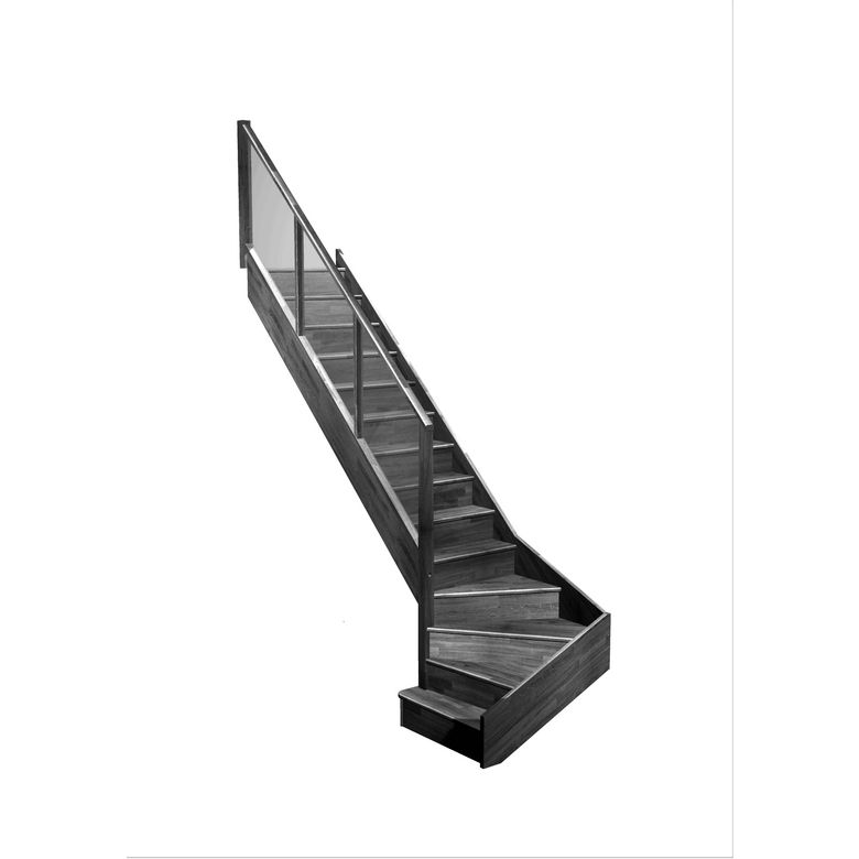 Escalier Faubourg quart tournant bas marche débordante rampe Emerence