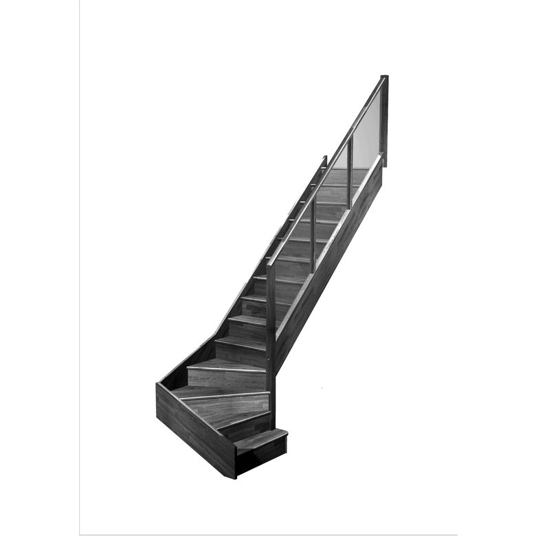Escalier Faubourg quart tournant bas marche débordante rampe Emerence