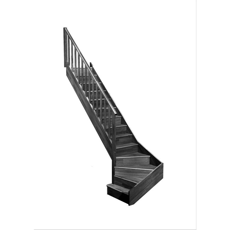 Escalier Faubourg quart tournant bas marche débordante rampe Idéal