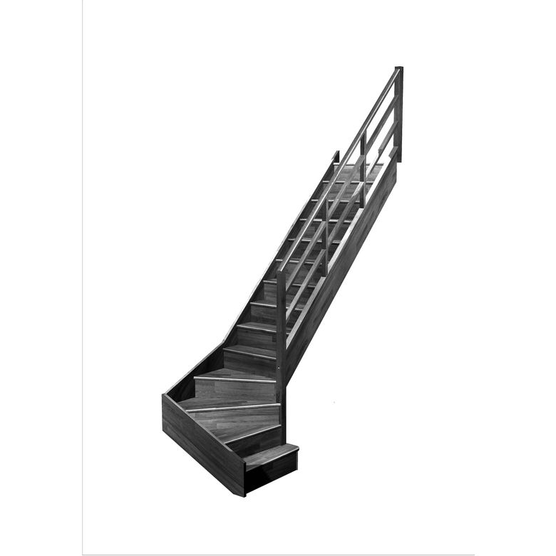 Escalier Faubourg quart tournant bas marche débordante rampe Eden