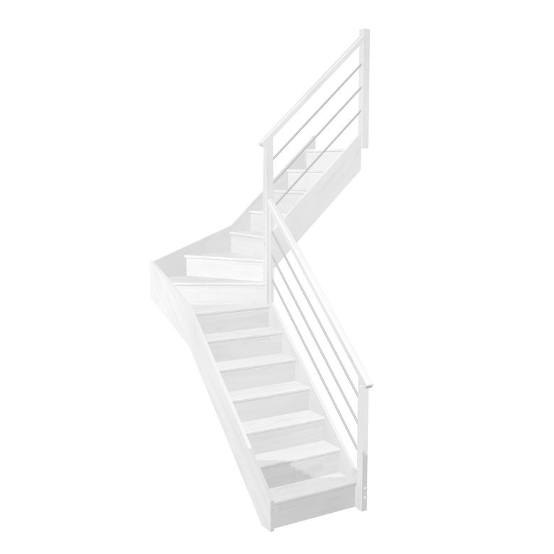 Escalier Faubourg quart tournant intermédiaire rampe Régate tubes acier