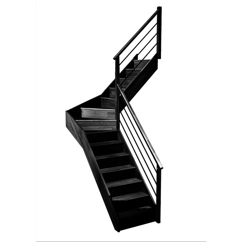 Escalier Faubourg quart tournant intermédiaire rampe Régate tubes acier