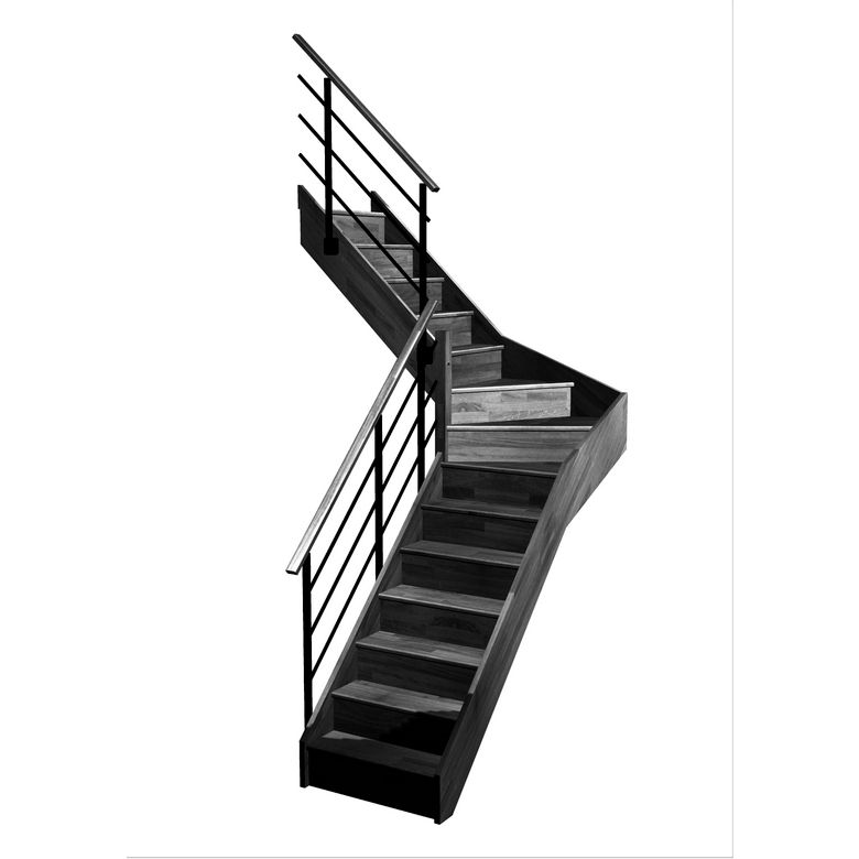 Escalier Faubourg quart tournant intermédiaire rampe Evan