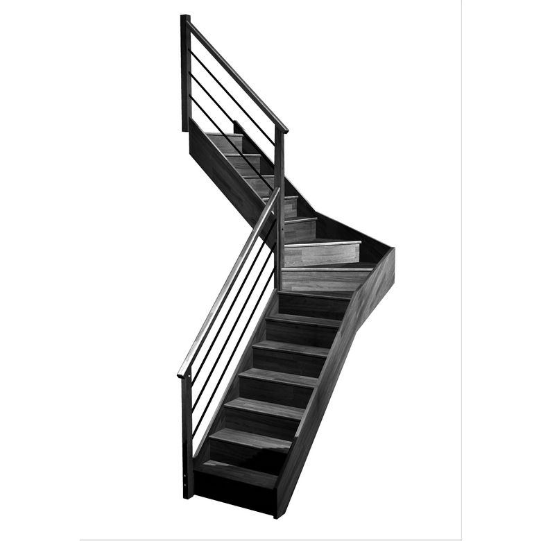 Escalier Faubourg quart tournant intermédiaire rampe Régate tubes acier