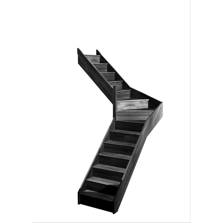 Escalier Faubourg double quart tournant intermédiaire sans rampe