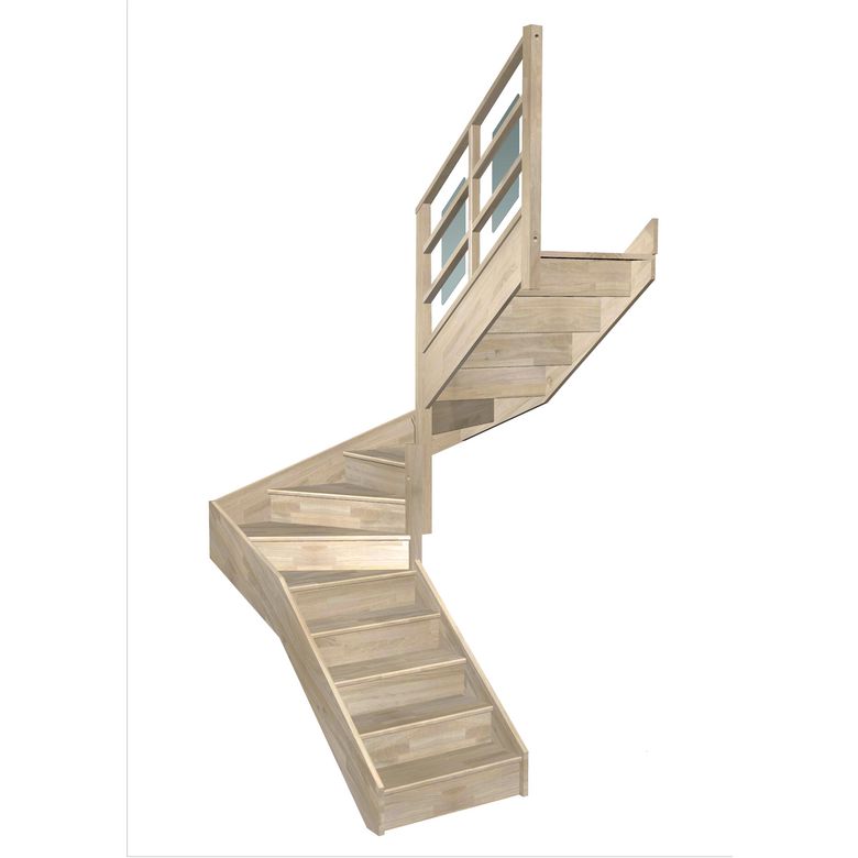 Escalier Faubourg double quart tournant intermédiaire rampe Eden