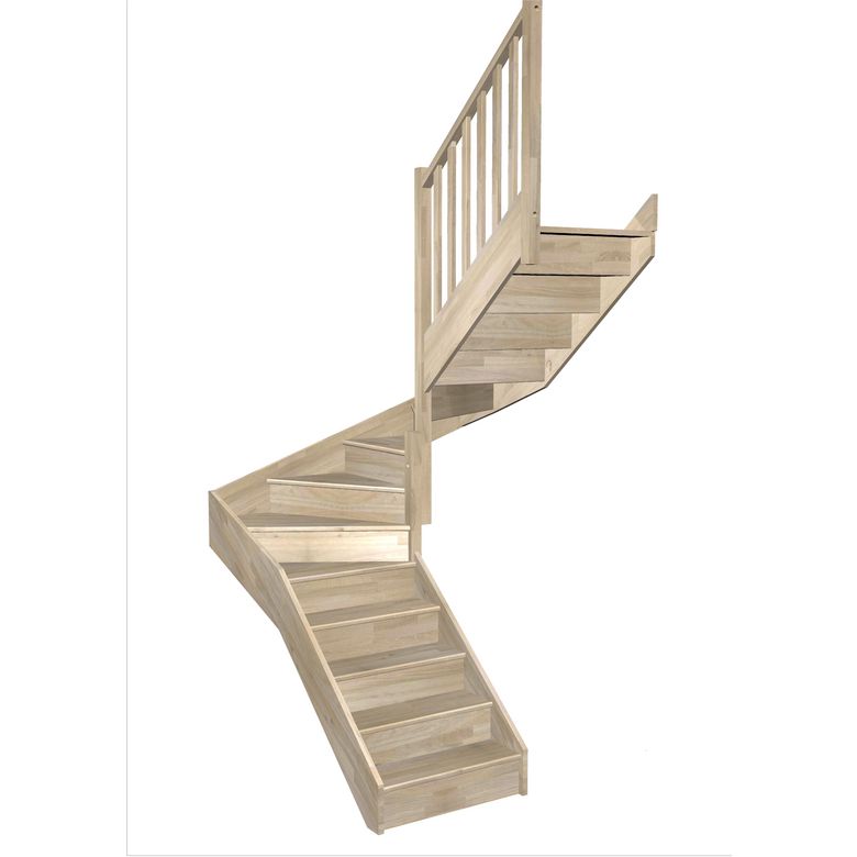 Escalier Faubourg double quart tournant intermédiaire sans rampe
