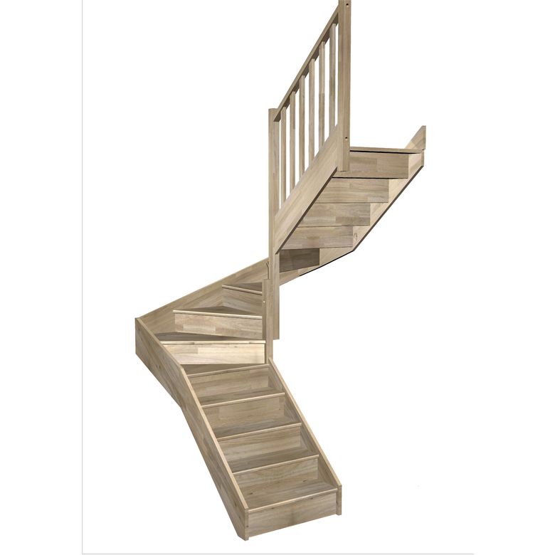 Escalier Faubourg double quart tournant intermédiaire sans rampe
