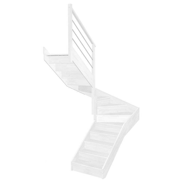 Escalier Faubourg double quart tournant intermédiaire rampe Régate tubes acier