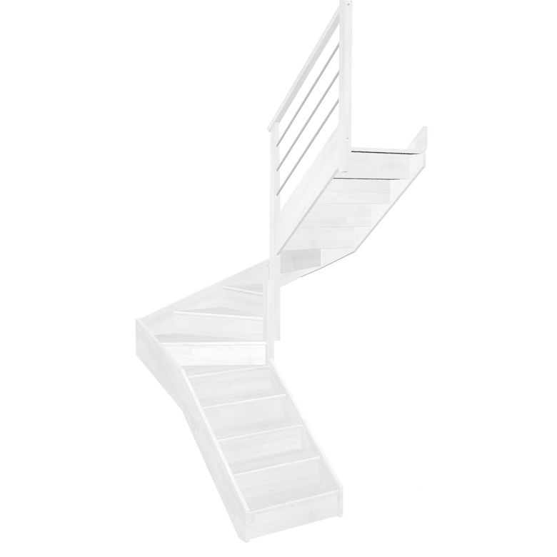 Escalier Faubourg double quart tournant intermédiaire rampe Régate tubes inox