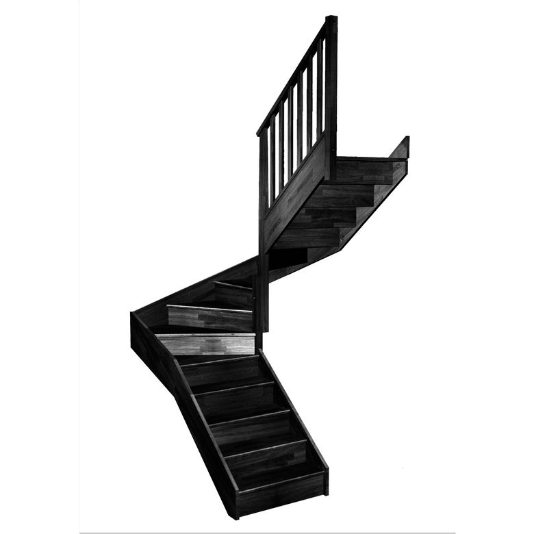Escalier Faubourg double quart tournant intermédiaire rampe Moulure