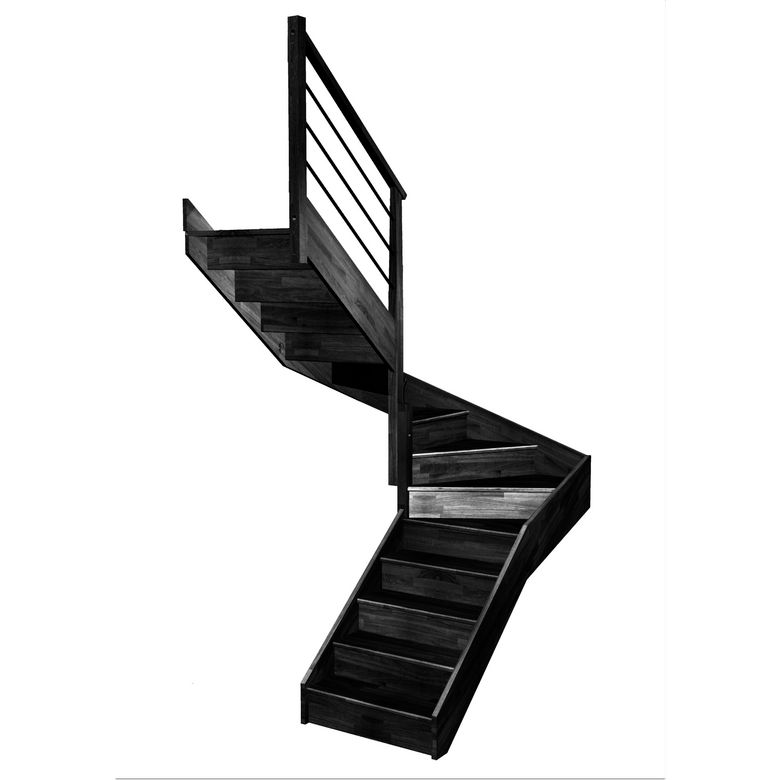 Escalier Faubourg double quart tournant intermédiaire rampe Régate tubes acier