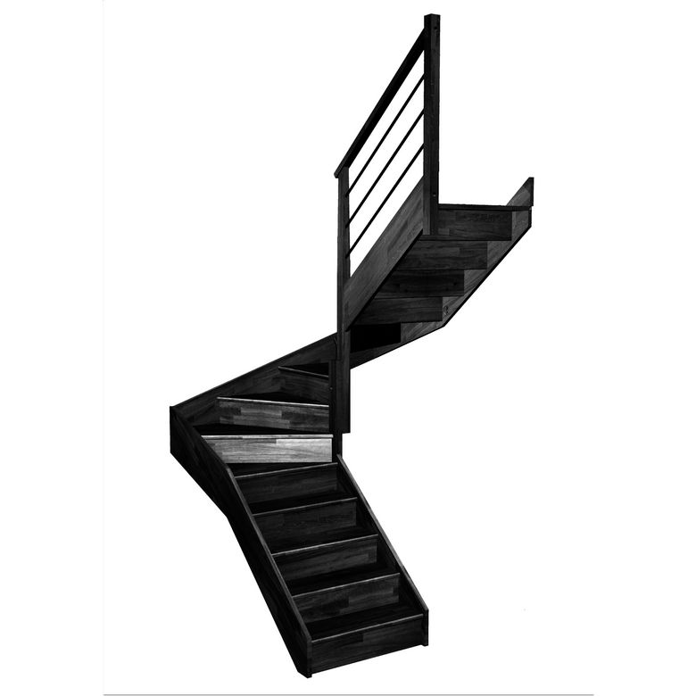 Escalier Faubourg double quart tournant intermédiaire rampe Régate tubes inox