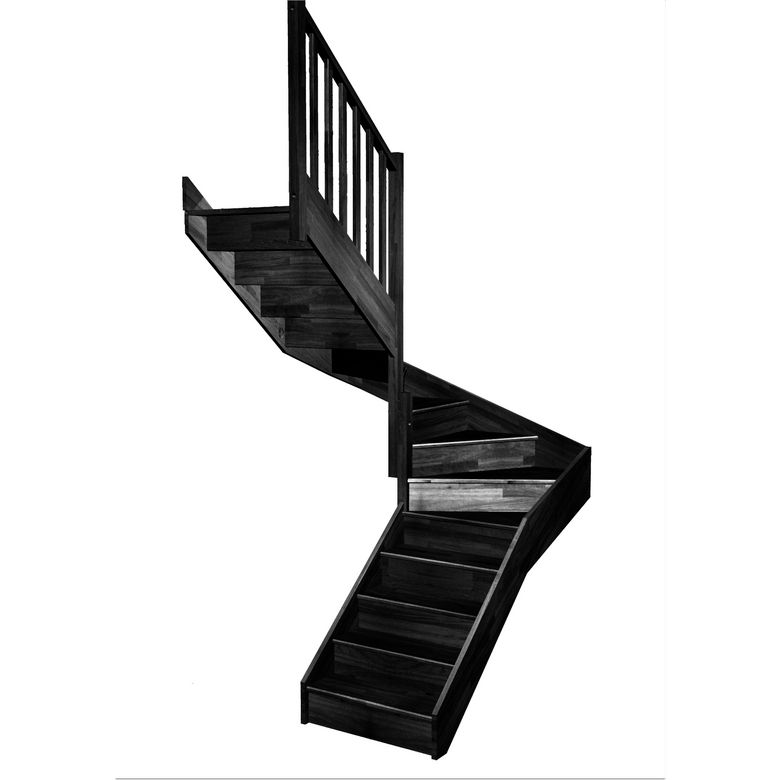 Escalier Faubourg double quart tournant intermédiaire sans rampe