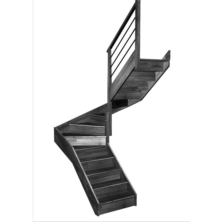 Escalier Faubourg double quart tournant intermédiaire rampe Régate tubes inox