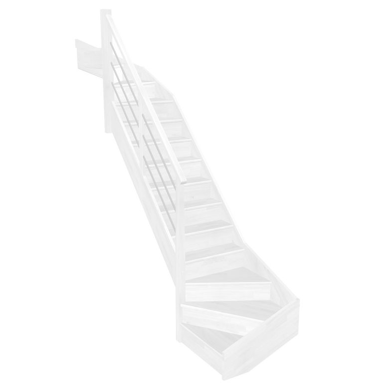 Escalier Faubourg double quart tournant haut & bas rampe Régate tubes acier