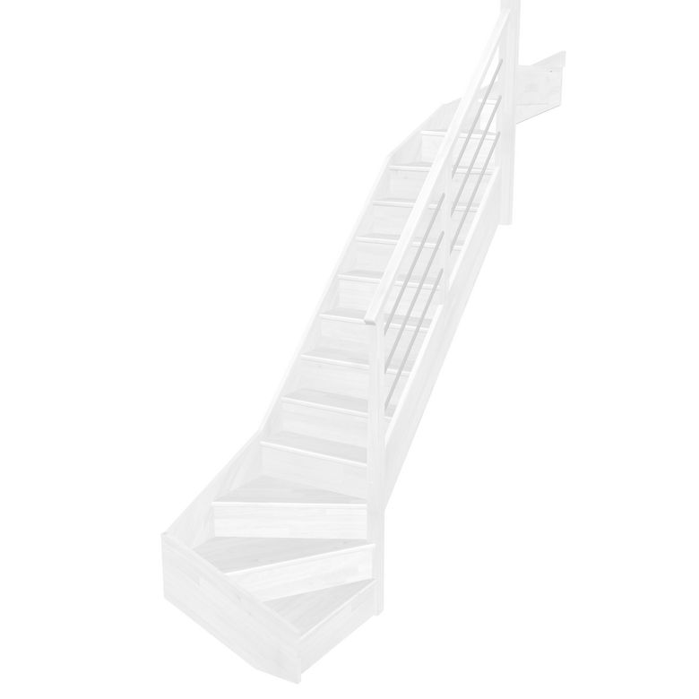Escalier Faubourg double quart tournant haut & bas rampe Régate tubes inox