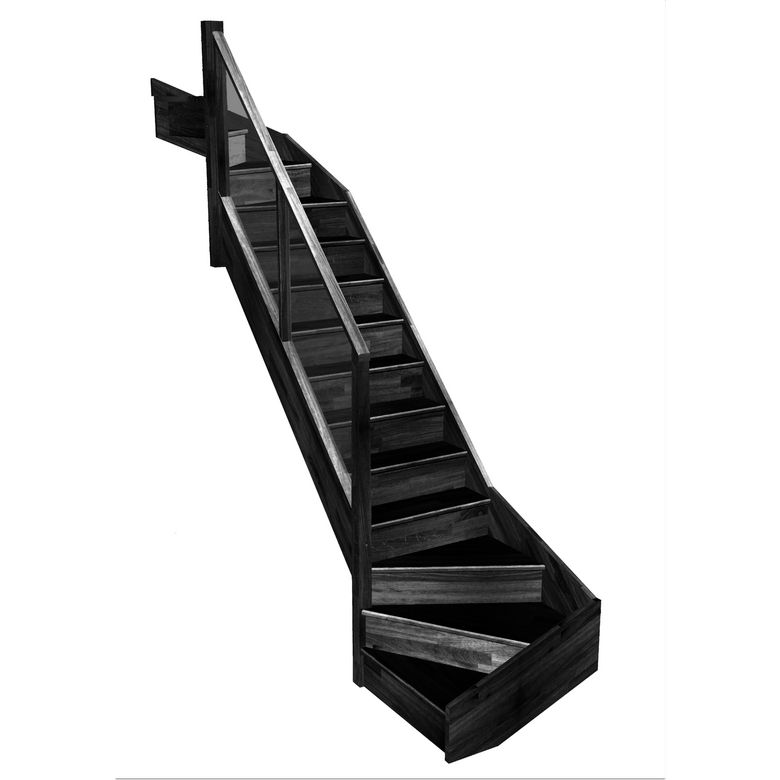 Escalier Faubourg double quart tournant haut & bas rampe Moulure