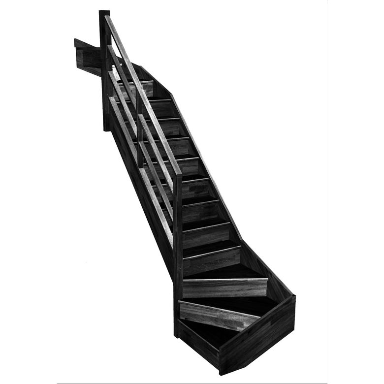 Escalier Faubourg double quart tournant haut & bas rampe Eden