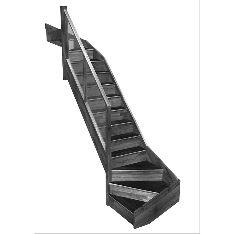 Escalier Faubourg double quart tournant haut & bas rampe Moulure