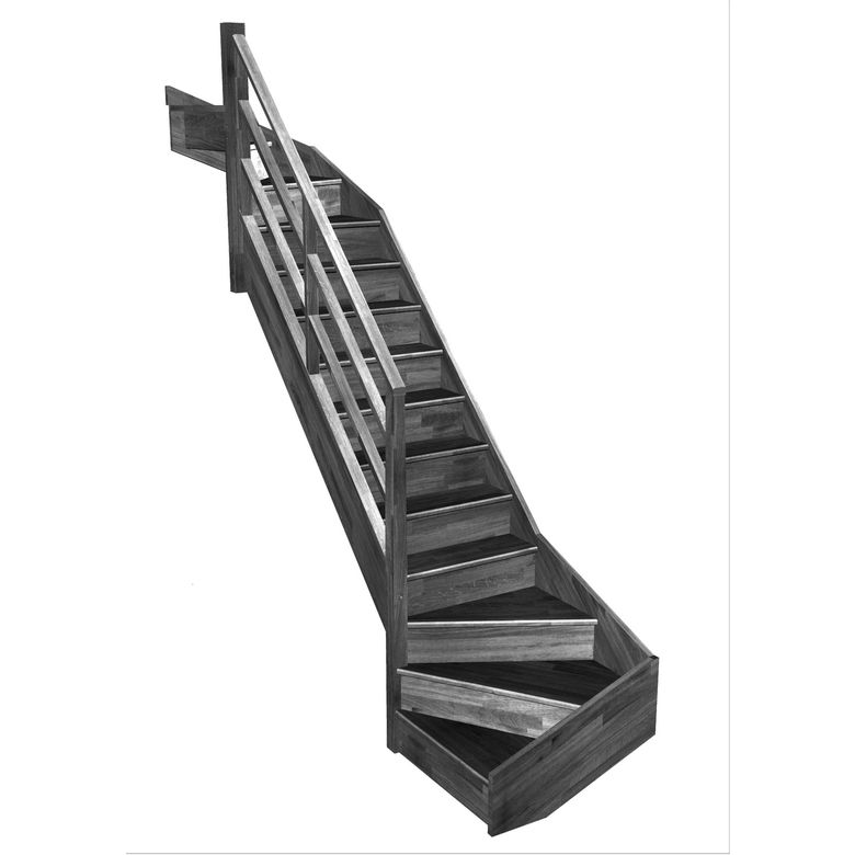Escalier Faubourg double quart tournant haut & bas rampe Eden