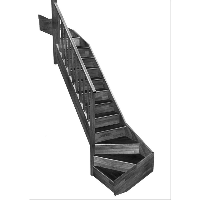 Escalier Faubourg double quart tournant haut & bas rampe Idéal