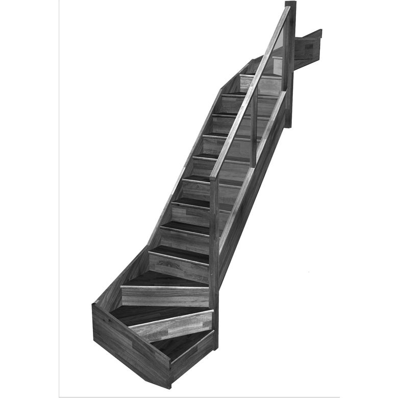 Escalier Faubourg double quart tournant haut & bas rampe Emerence