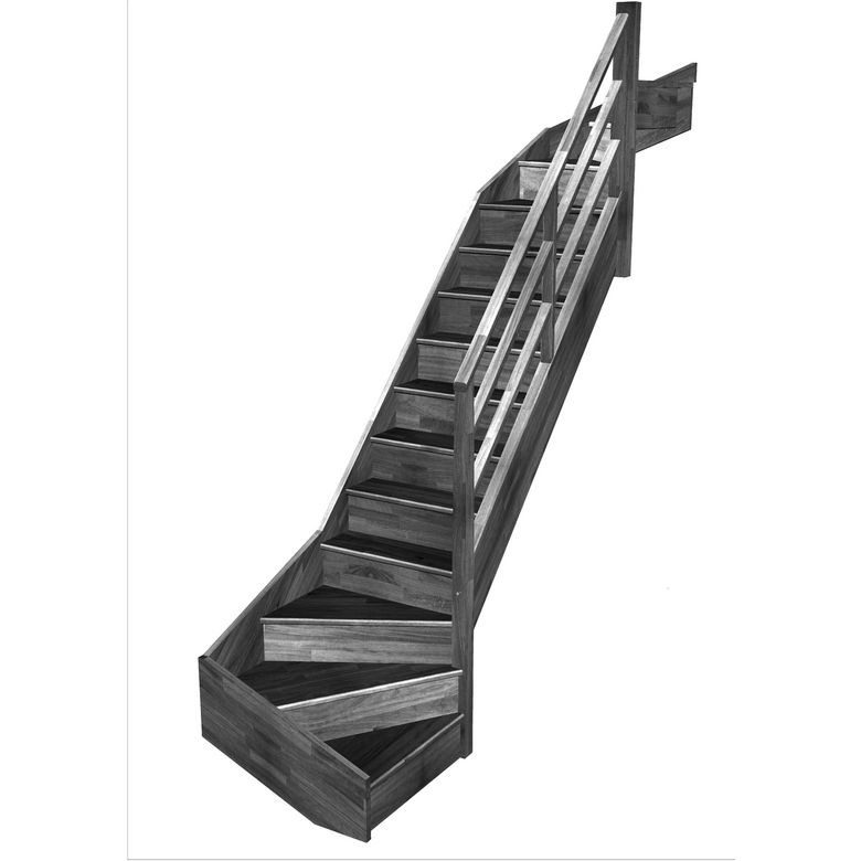 Escalier Faubourg double quart tournant haut & bas rampe Eden