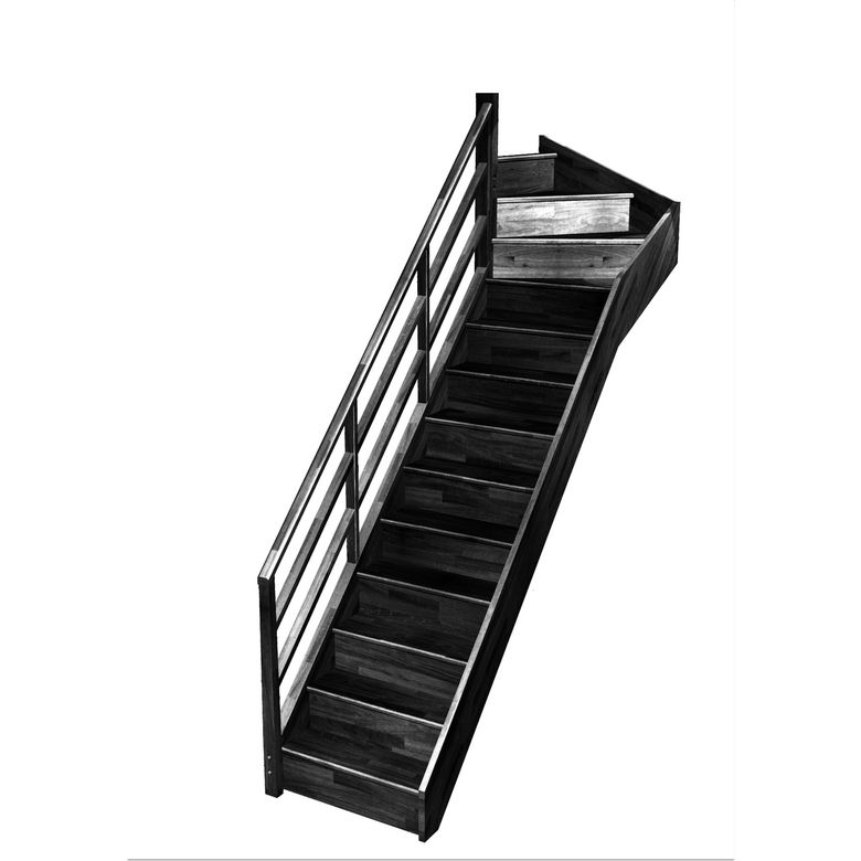 Escalier Faubourg quart tournant haut rampe Moulure