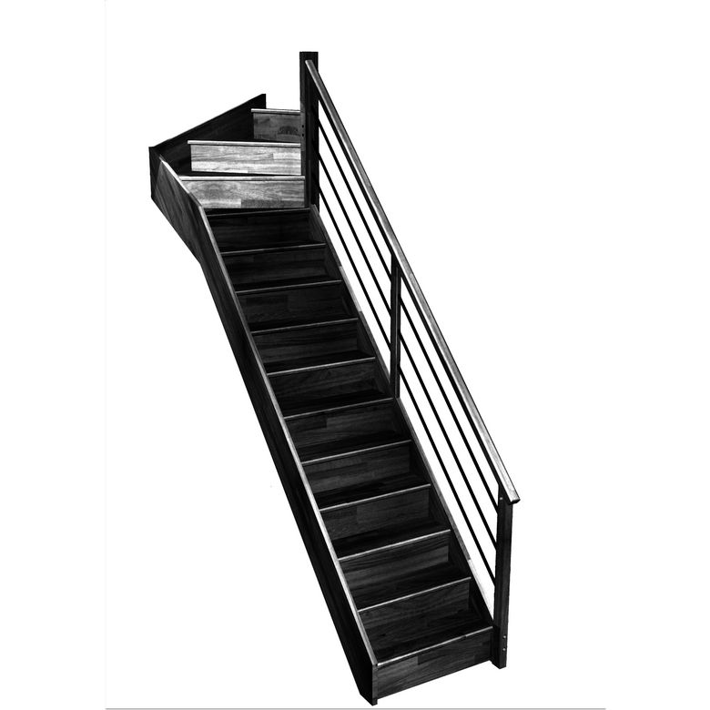 Escalier Faubourg quart tournant haut rampe Régate tubes acier
