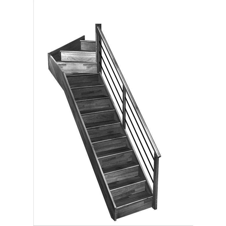 Escalier Faubourg quart tournant haut rampe Régate tubes acier