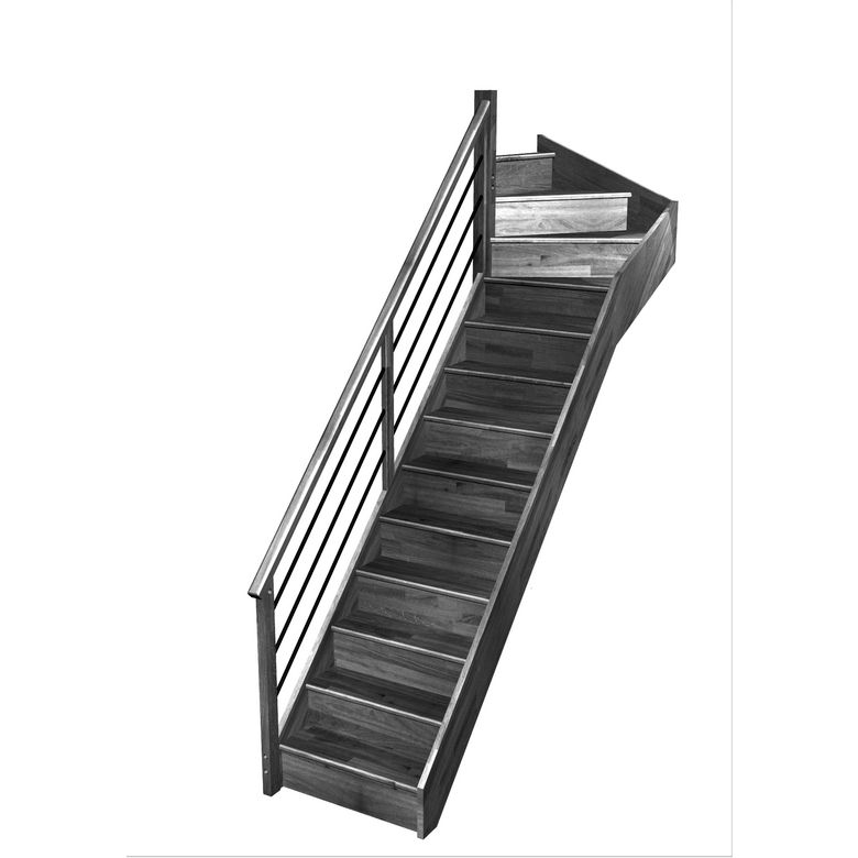 Escalier Faubourg quart tournant haut rampe Régate tubes inox