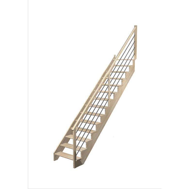 Escalier Ouessant droit rampe Régate tubes inox