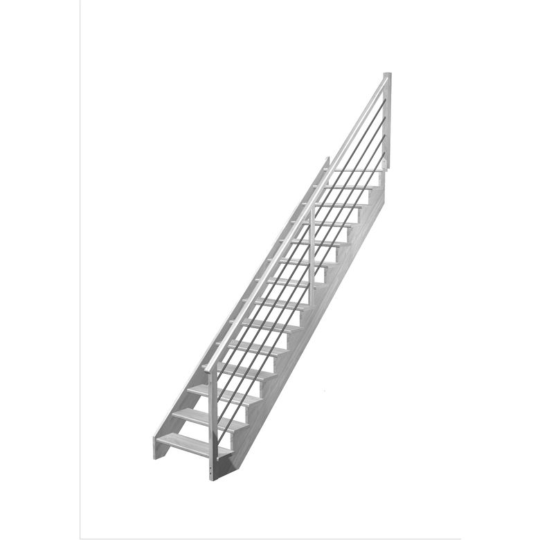 Escalier Ouessant droit rampe Régate tubes acier