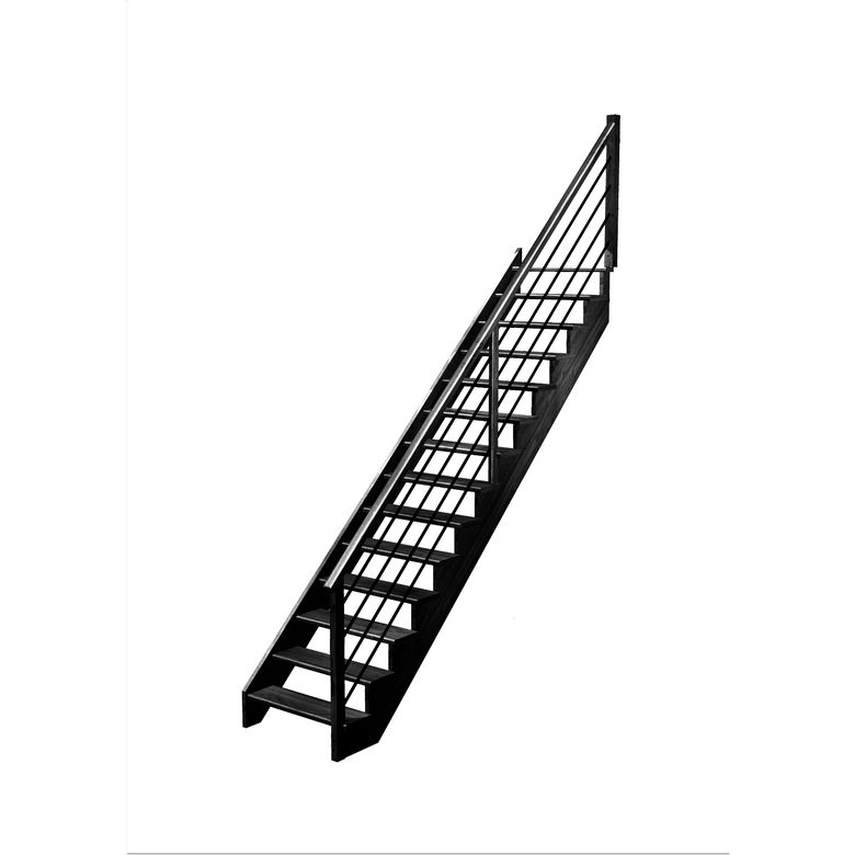 Escalier Ouessant droit rampe Régate tubes acier