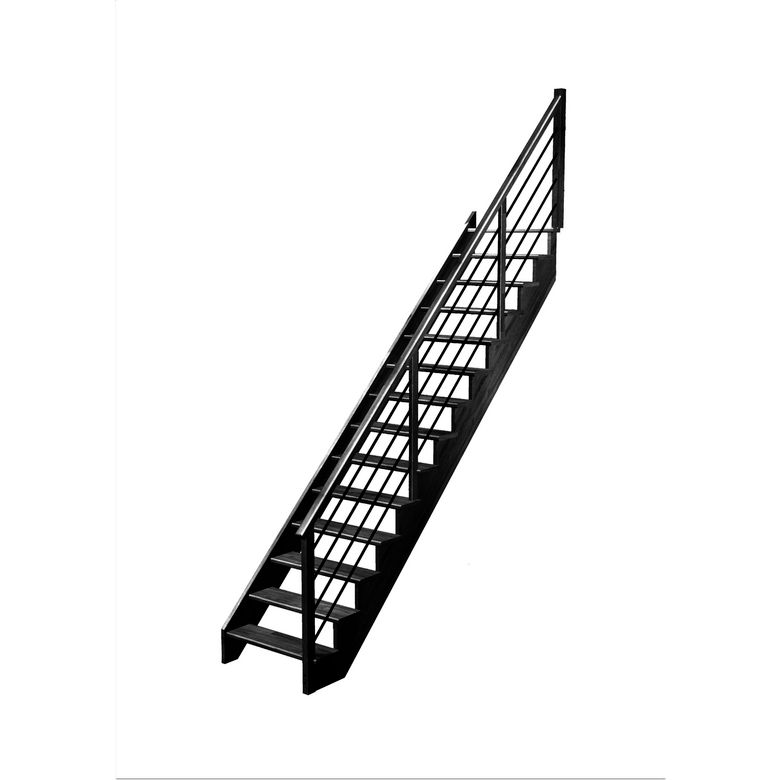 Escalier Ouessant droit rampe Régate tubes inox
