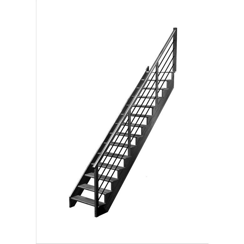 Escalier Ouessant droit rampe Régate tubes inox