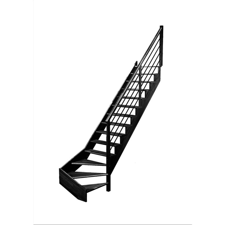 Escalier Ouessant quart tournant bas rampe Régate tubes acier
