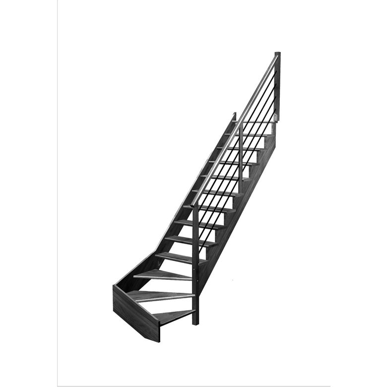 Escalier Ouessant quart tournant bas rampe Régate tubes acier